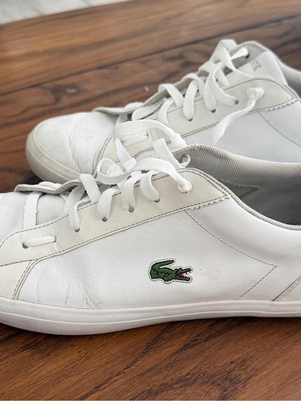 Lacoste White Sneakers with Black Croc Logo